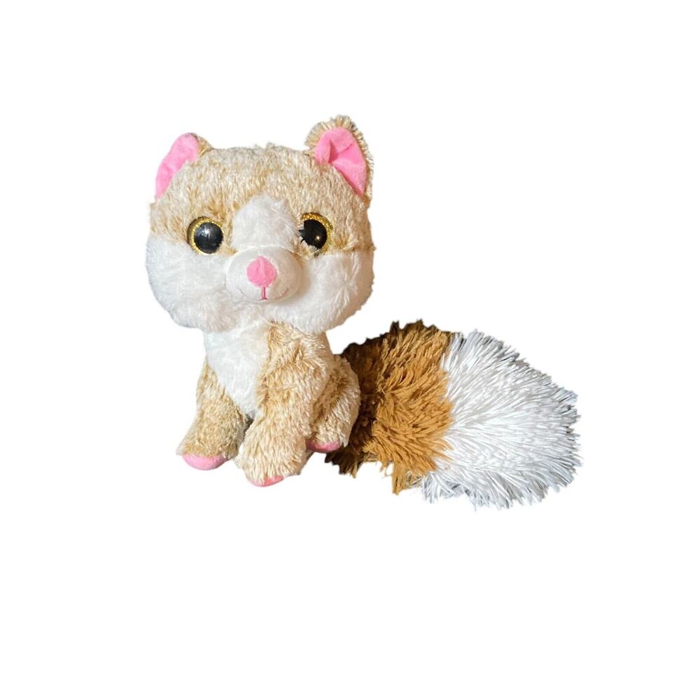 Cute Fox Big Sparkling Eyes Plush‎ Pink Brown White - Way To Celebrate